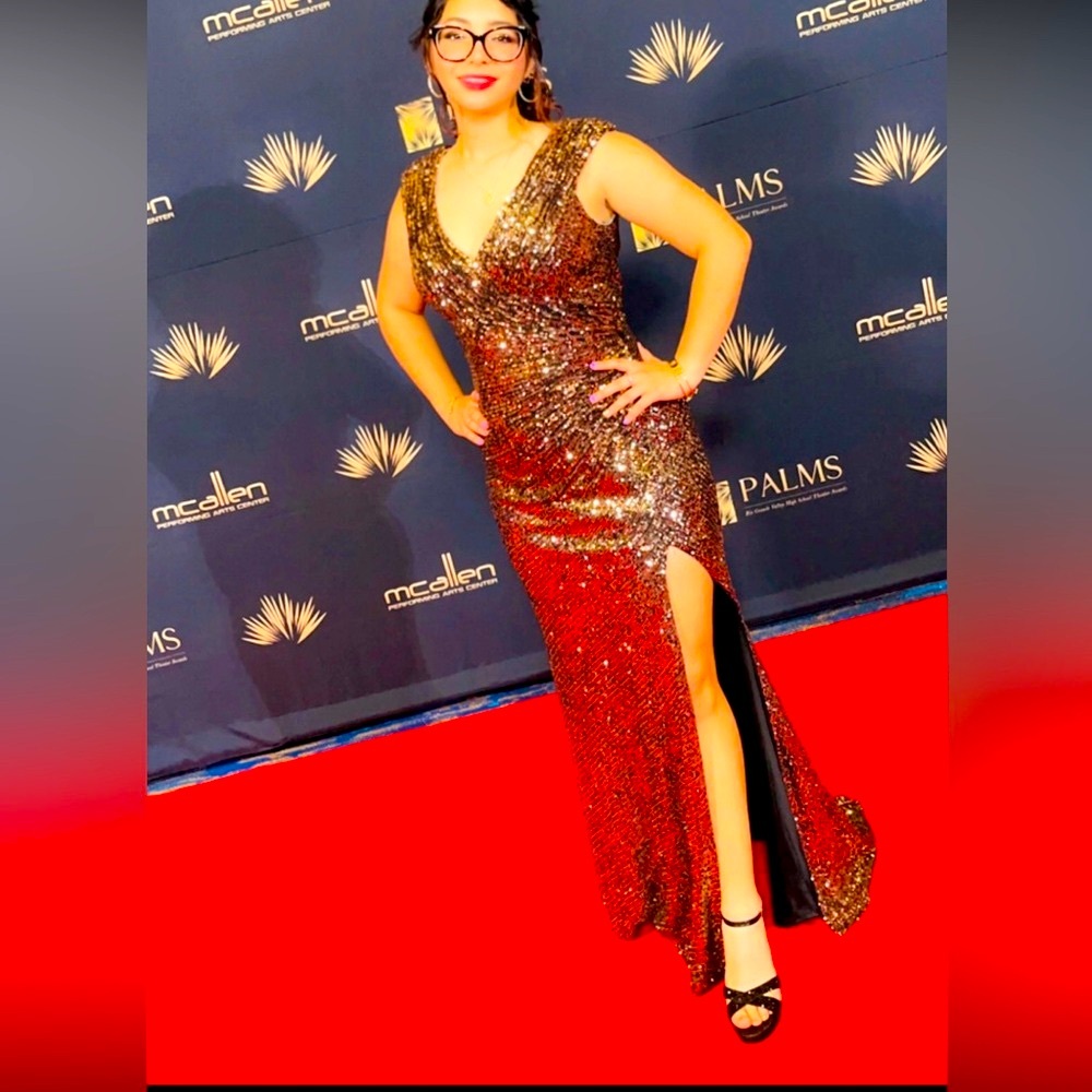 Elegant Sequin Evening Gown with Slit